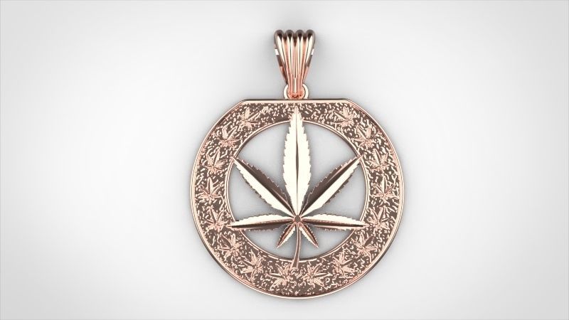 Cannabis leaf marijuana hemp ganja Pendant Necklace Jewelry 3D print model_30