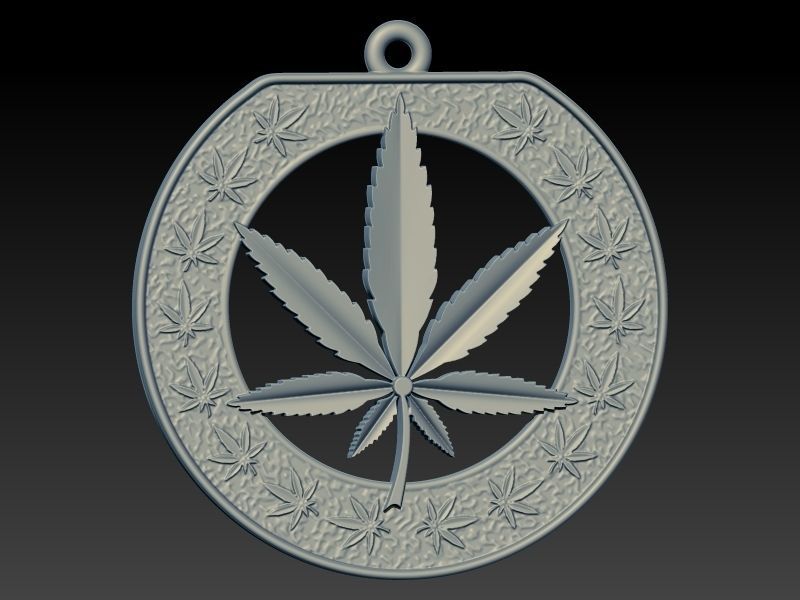 Cannabis leaf marijuana hemp ganja Pendant Necklace Jewelry 3D print model_13