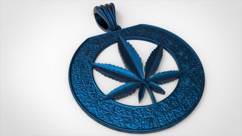 Cannabis leaf marijuana hemp ganja Pendant Necklace Jewelry 3D print model_23
