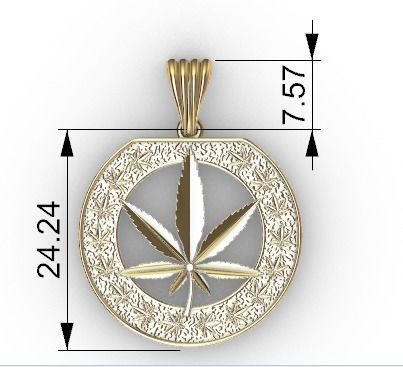 Cannabis leaf marijuana hemp ganja Pendant Necklace Jewelry 3D print model_14