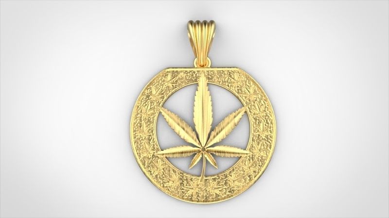 Cannabis leaf marijuana hemp ganja Pendant Necklace Jewelry 3D print model_33