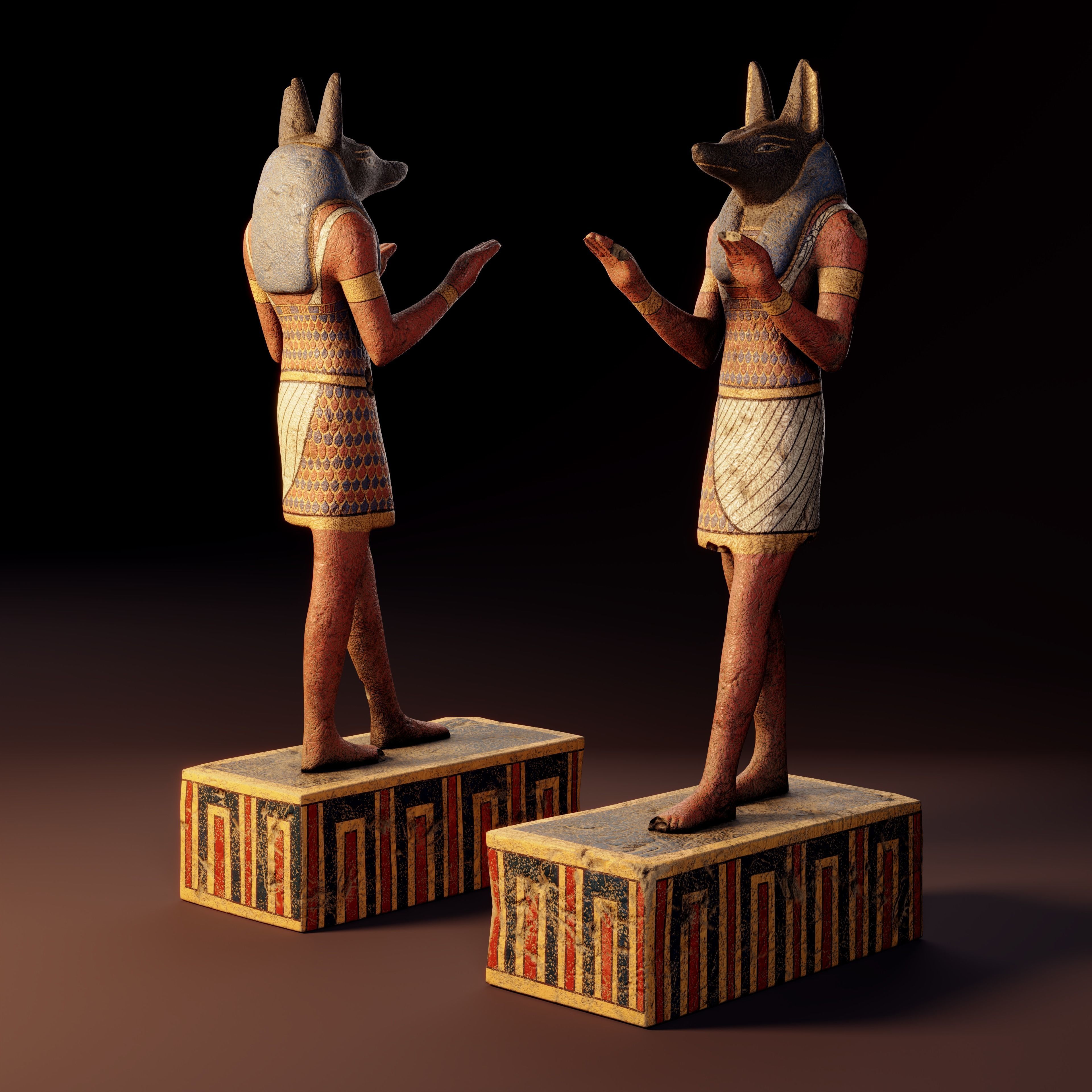 Egyptian Anubis Statue Low-poly 3D model_2