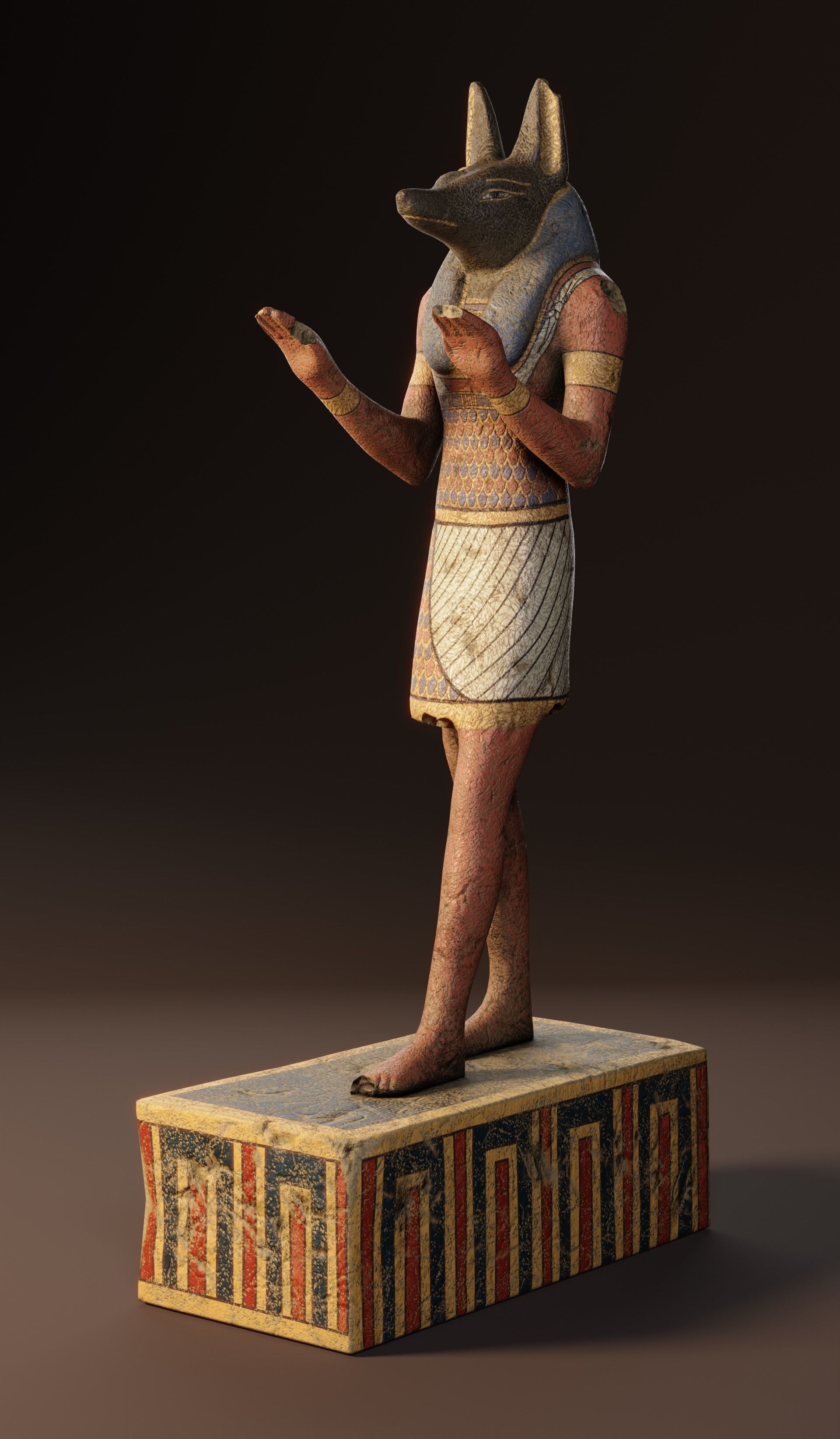 Egyptian Anubis Statue Low-poly 3D model_3