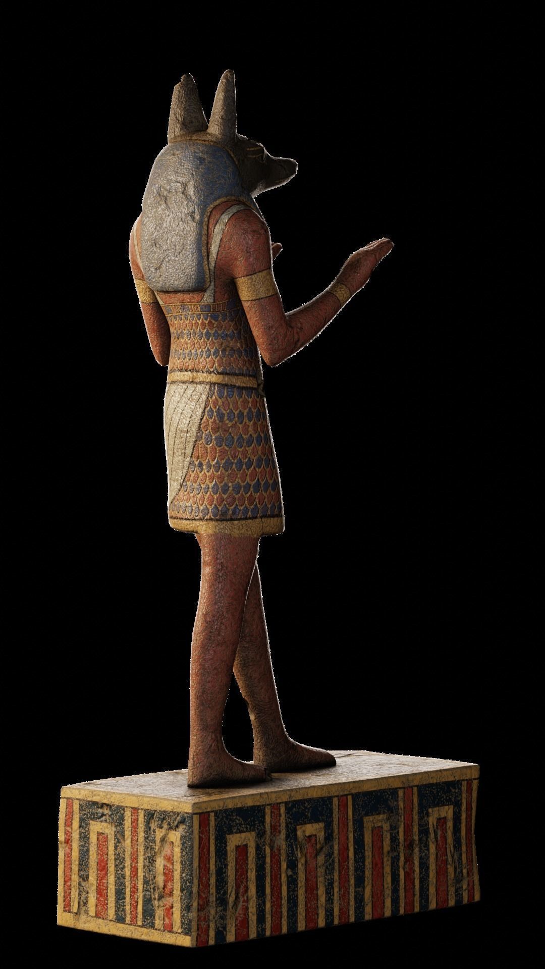 Egyptian Anubis Statue Low-poly 3D model_8