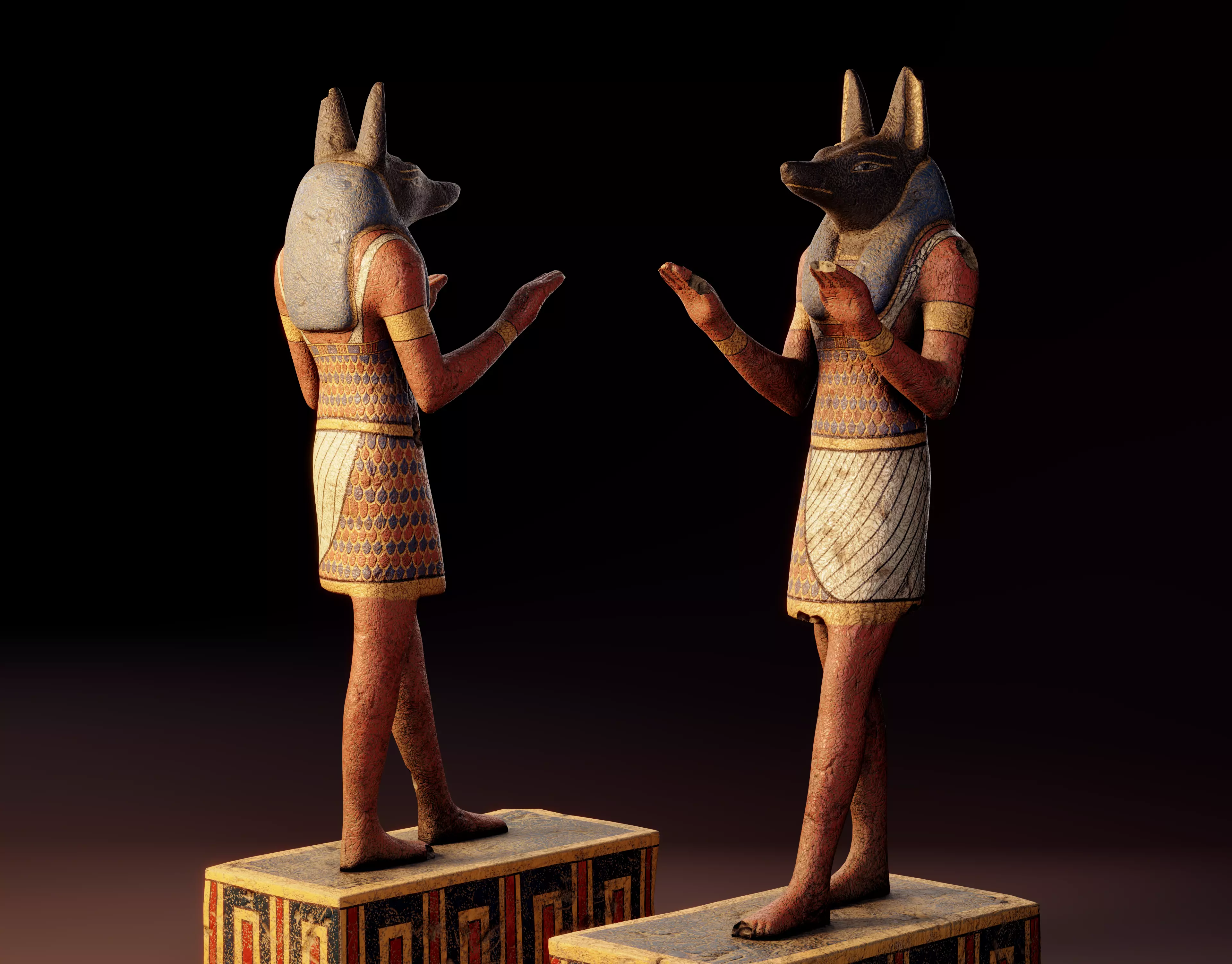 Egyptian Anubis Statue Low-poly 3D model_0