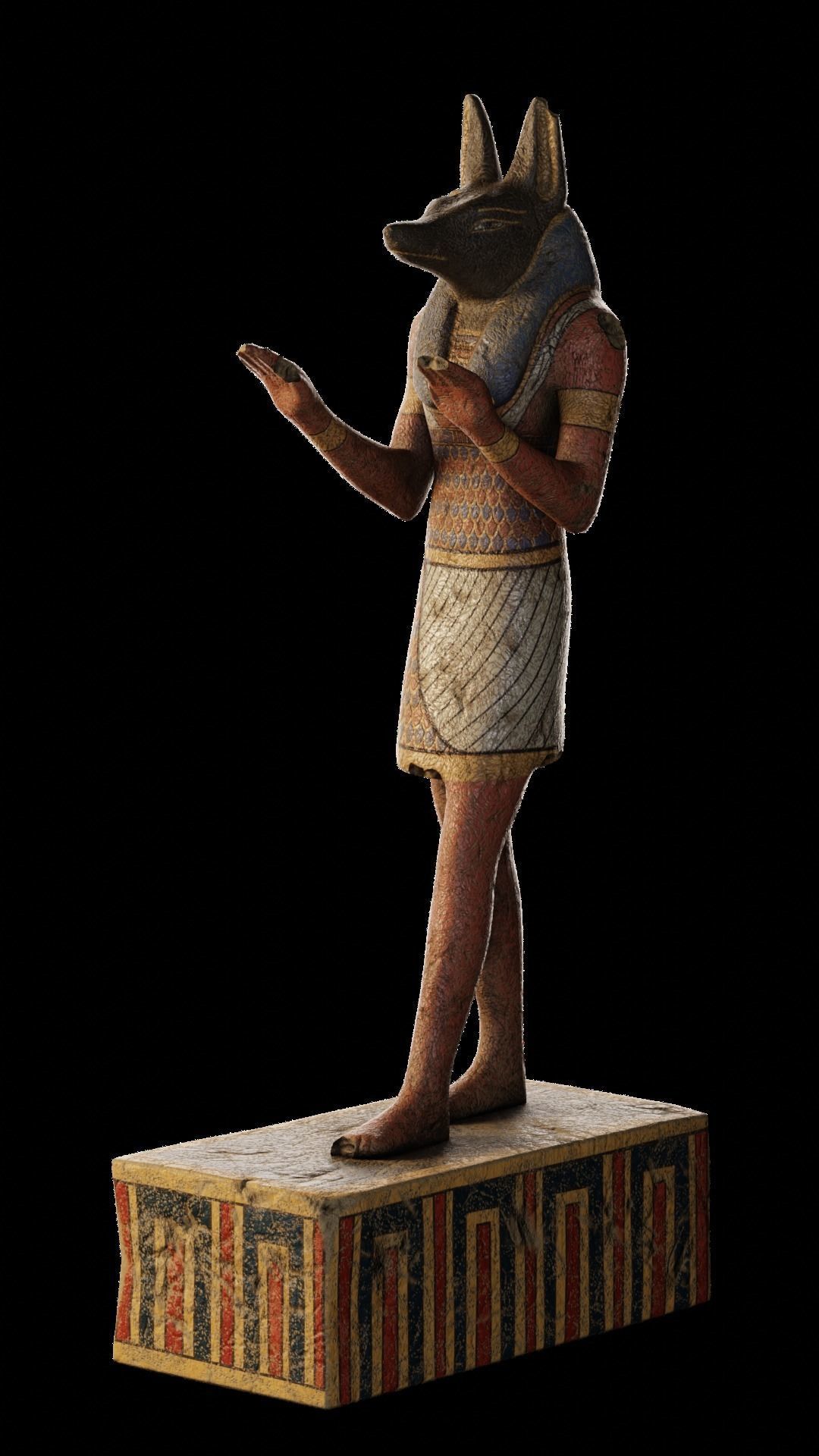 Egyptian Anubis Statue Low-poly 3D model_4