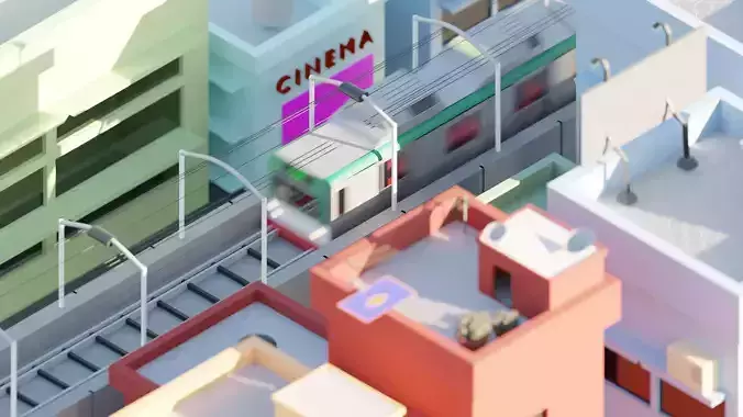 Low Poly Metro Train