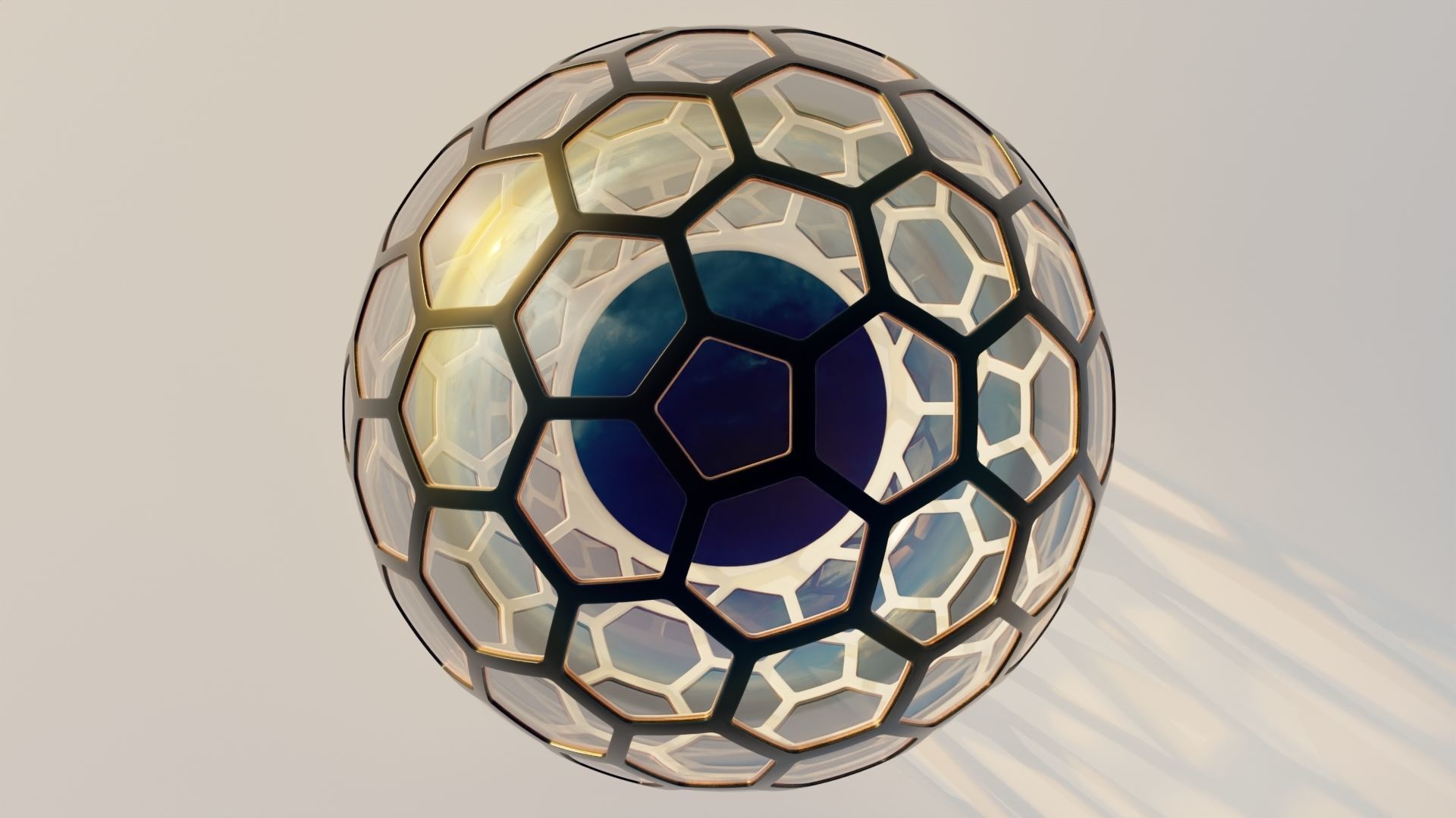 Glass dome with hexagon windows 3D model_2