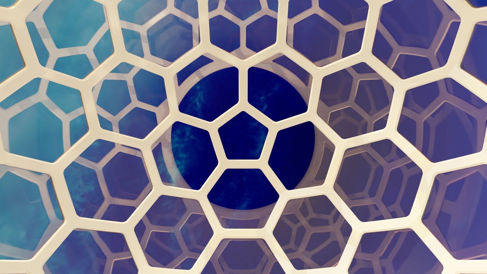 Glass dome with hexagon windows 3D model_4