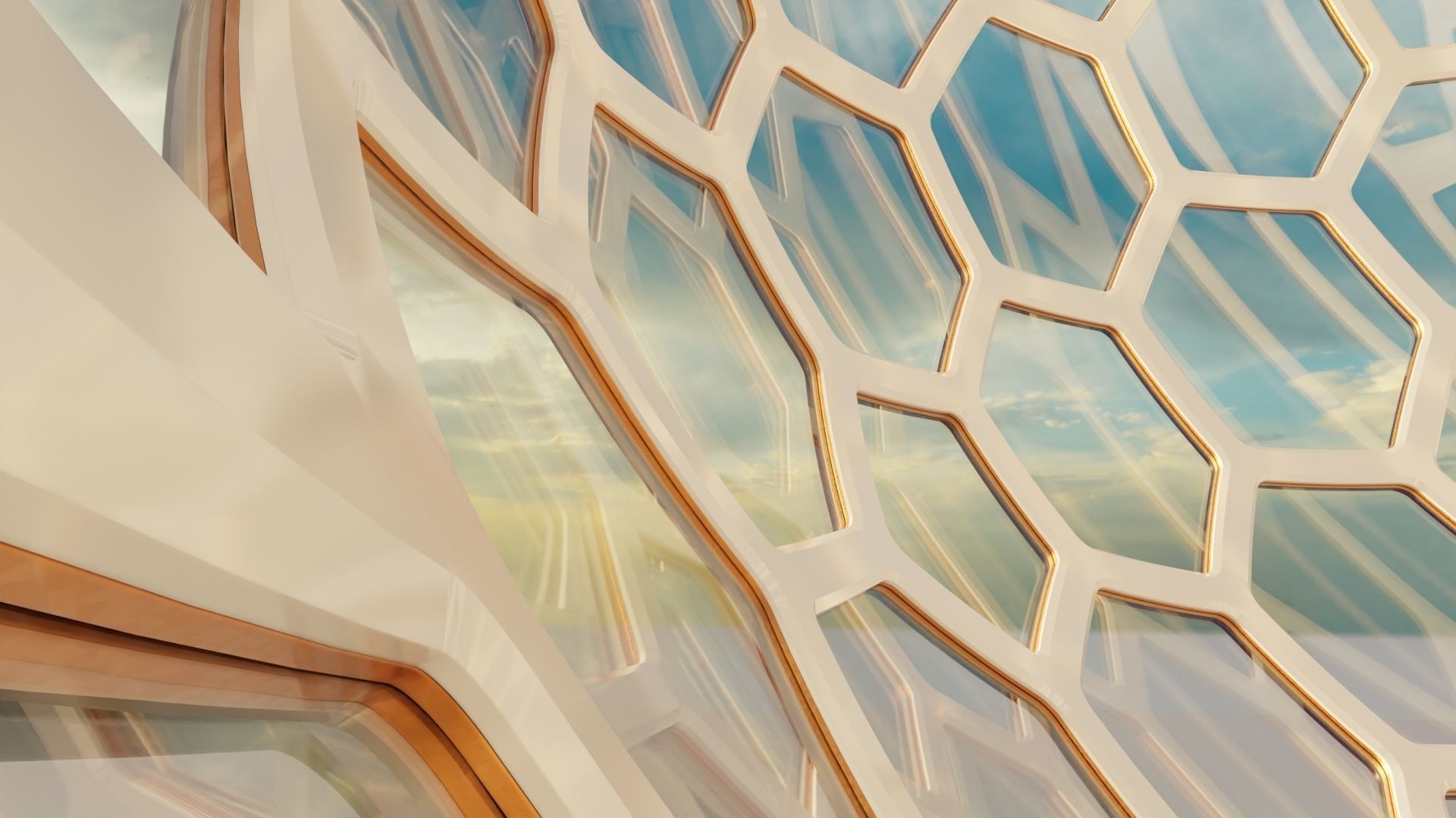 Glass dome with hexagon windows 3D model_3