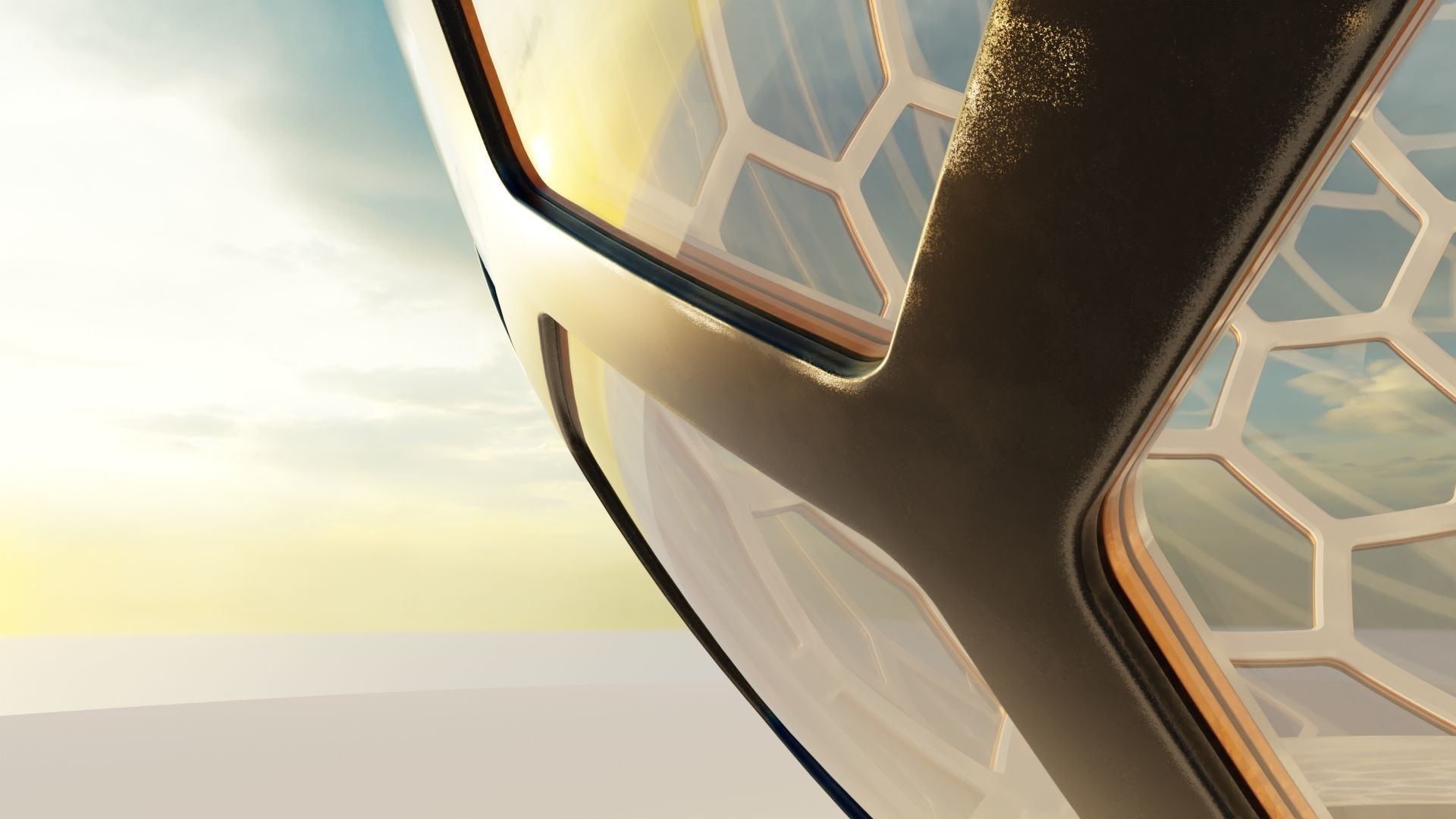 Glass dome with hexagon windows 3D model_1