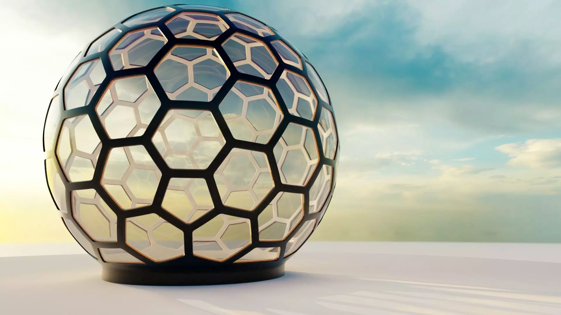 Glass dome with hexagon windows 3D model_0