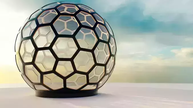 Glass dome with hexagon windows 3D model