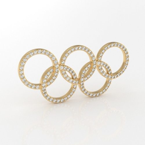 Olympic Rings Brooch Pendant and Necklace 3D print model