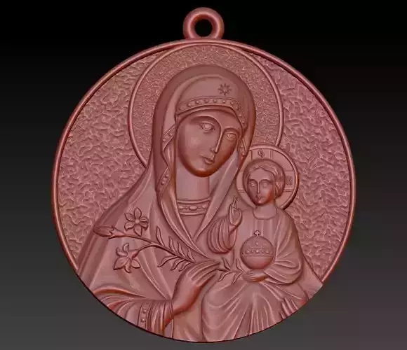 Mother Mary with Jesus Christ Saint pendant christian jewelry 3D print model