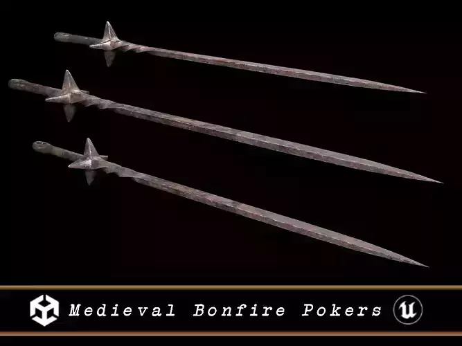 Medieval Bonfire Pokers Low-poly 3D model