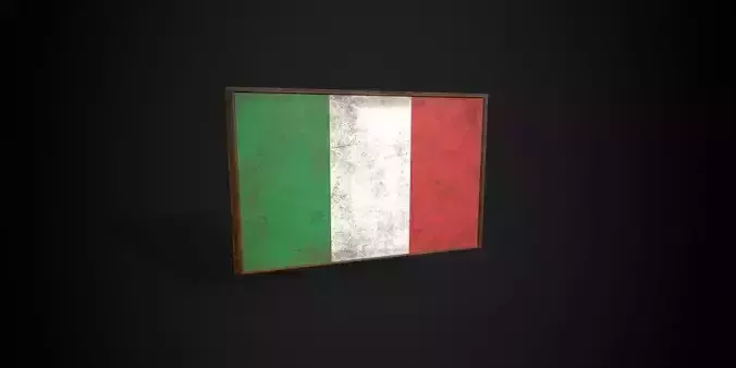 Old Picture Frame With  Italy Flag - Game Ready PBR Low-poly 3D model