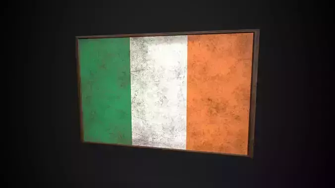 Old Picture Frame With Ireland Flag - Game Ready PBR 