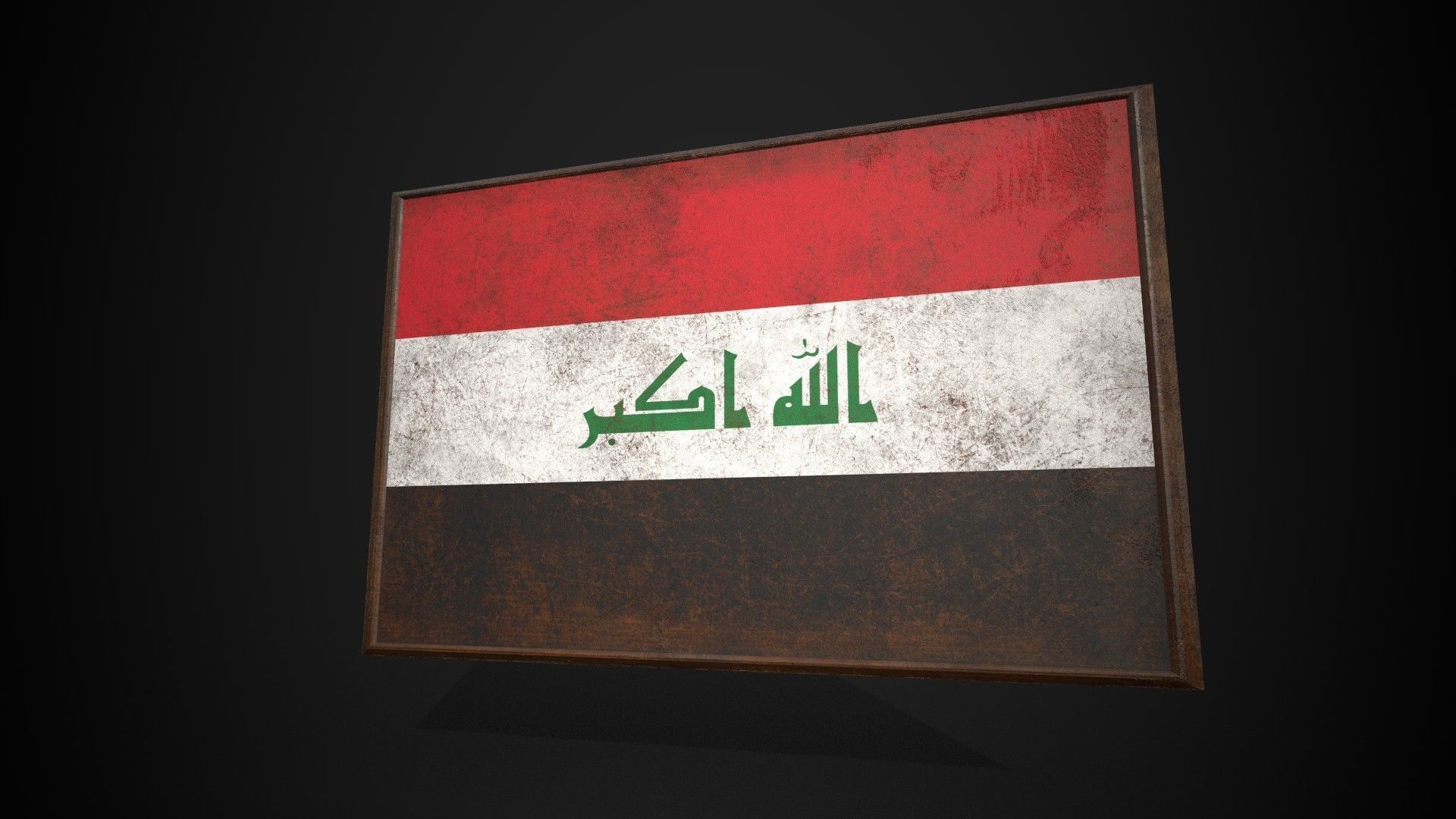 Old Picture Frame With Iraq Flag - Game Ready PBR Low-poly 3D model_2