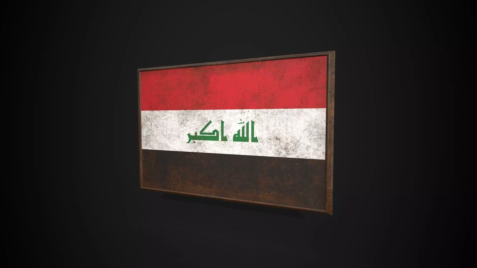 Old Picture Frame With Iraq Flag - Game Ready PBR Low-poly 3D model_0