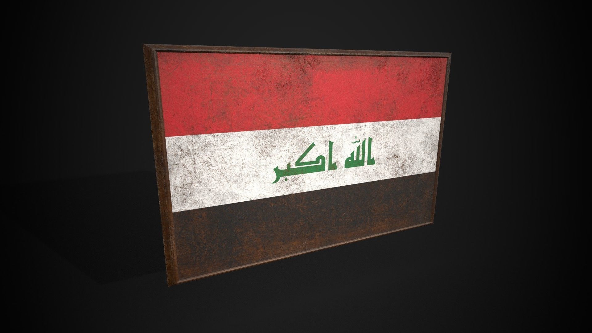 Old Picture Frame With Iraq Flag - Game Ready PBR Low-poly 3D model_3