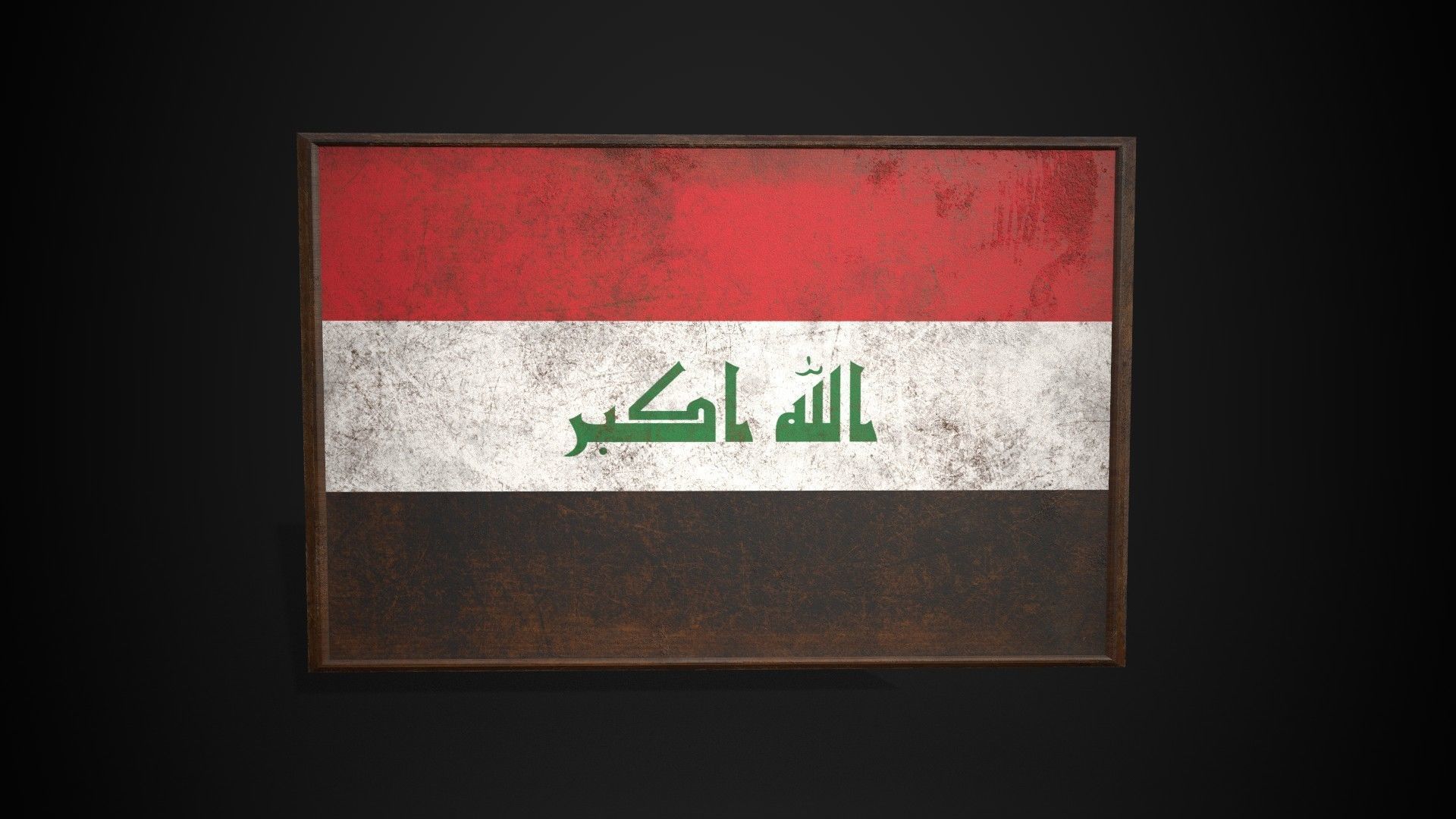 Old Picture Frame With Iraq Flag - Game Ready PBR Low-poly 3D model_4