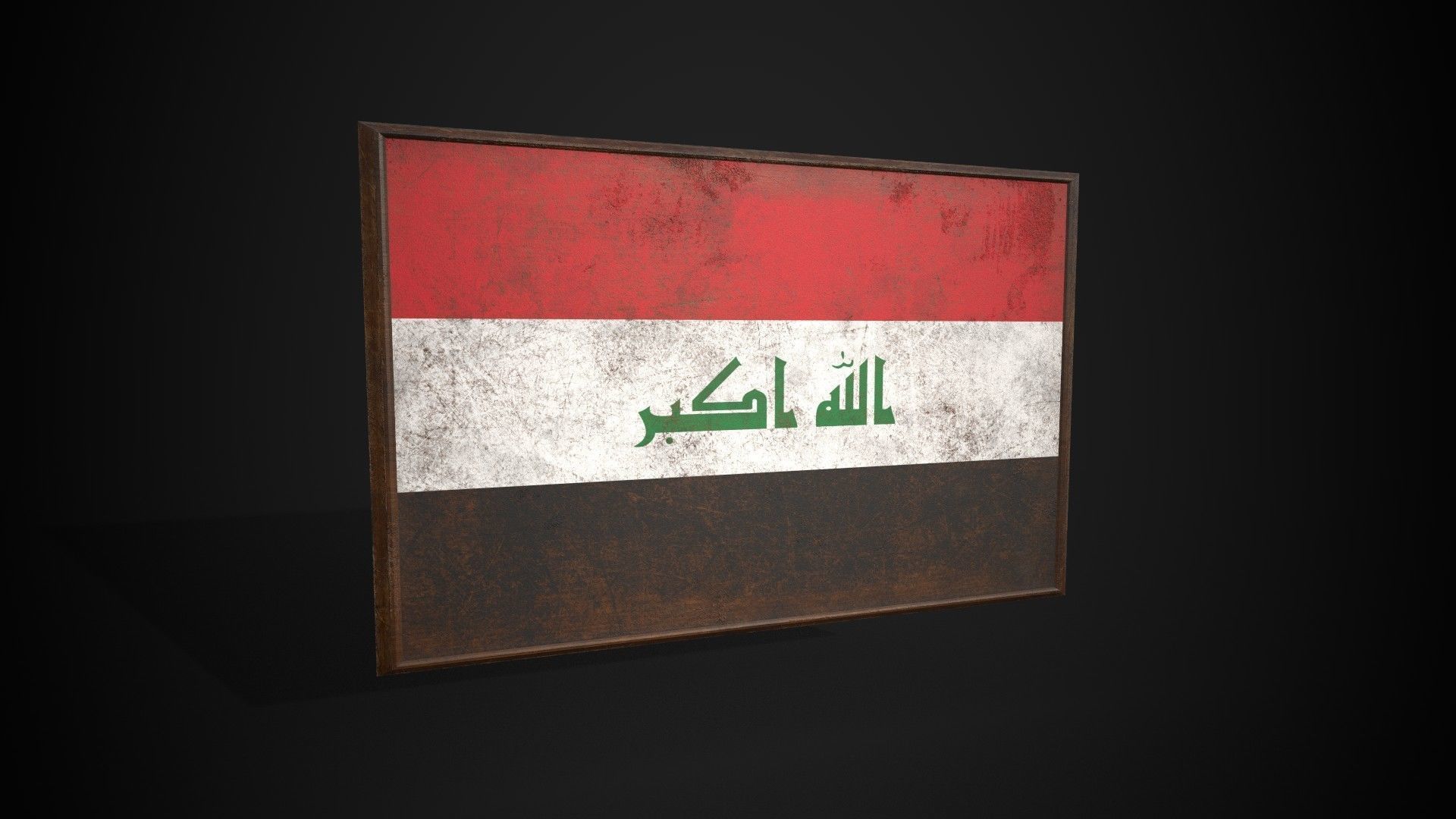 Old Picture Frame With Iraq Flag - Game Ready PBR Low-poly 3D model_1
