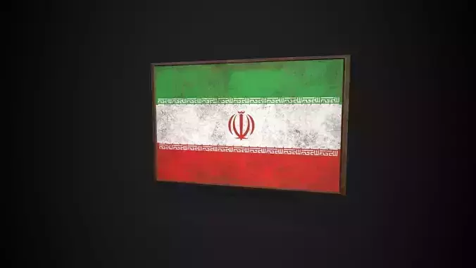 Old Picture Frame With  Iran Flag - Game Ready PBR Low-poly 3D model