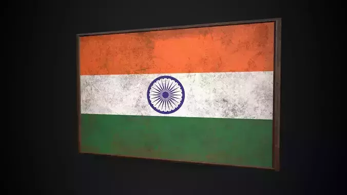 Old Picture Frame With India Flag - Game Ready PBR 