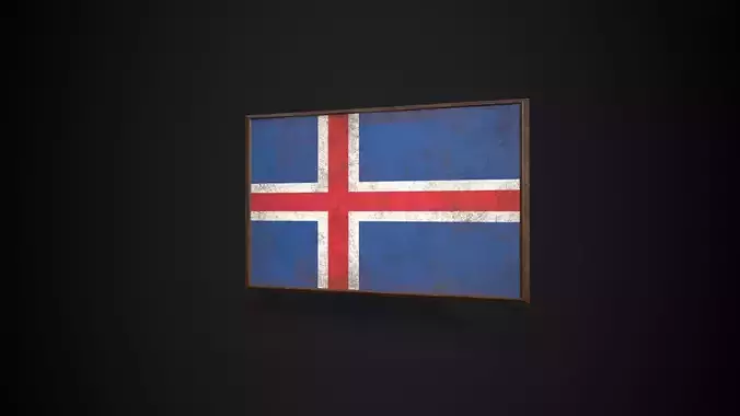 Old Picture Frame With Iceland Flag - Game Ready PBR 