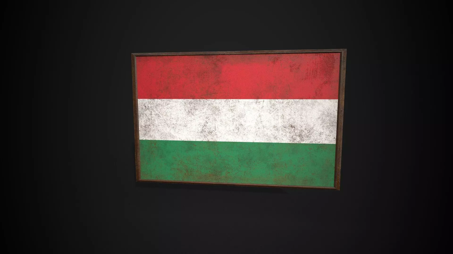 Old Picture Frame With Hungary Flag - Game Ready PBR  Low-poly 3D model_0