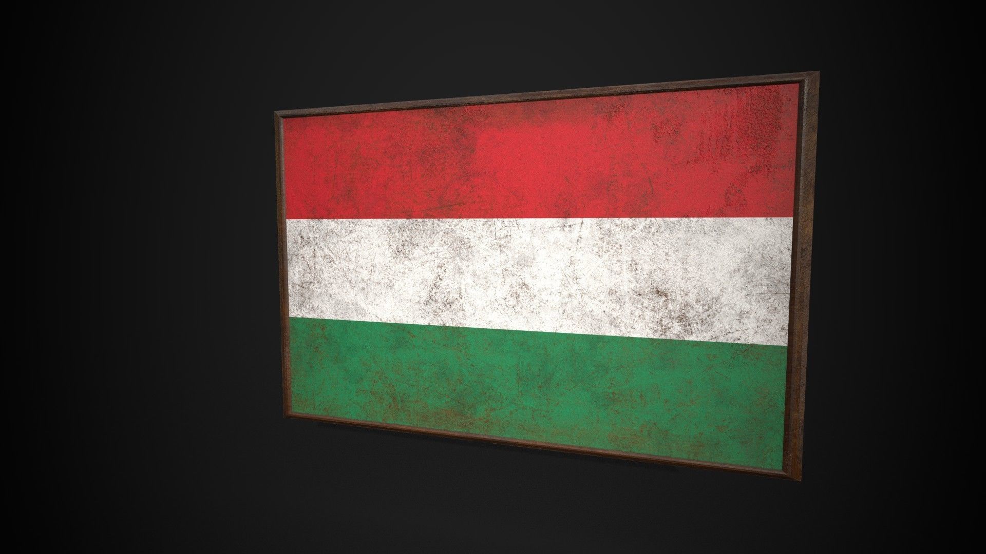 Old Picture Frame With Hungary Flag - Game Ready PBR  Low-poly 3D model_2