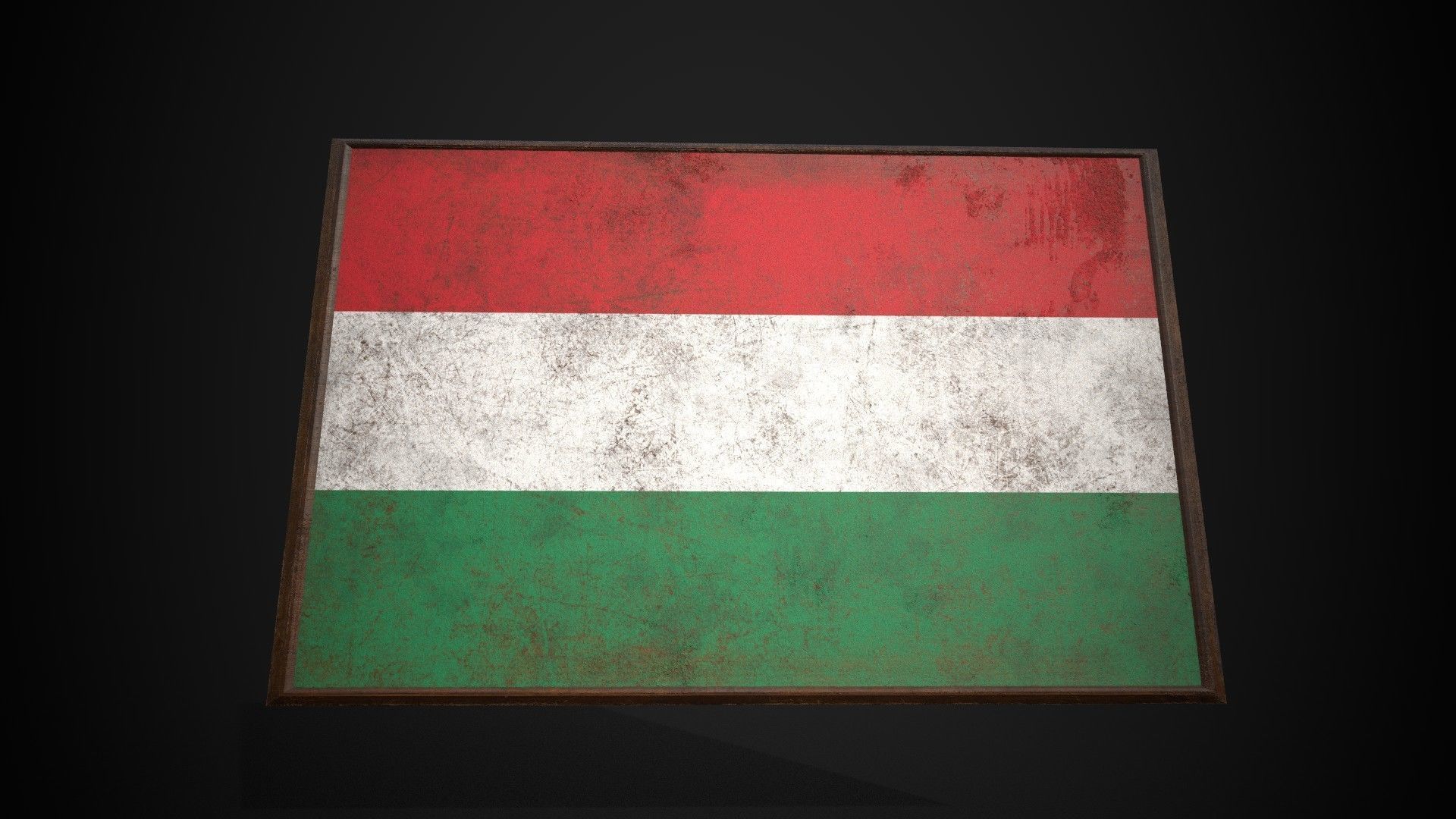 Old Picture Frame With Hungary Flag - Game Ready PBR  Low-poly 3D model_1
