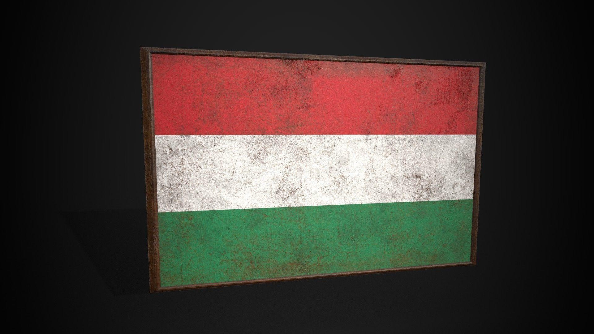 Old Picture Frame With Hungary Flag - Game Ready PBR  Low-poly 3D model_3