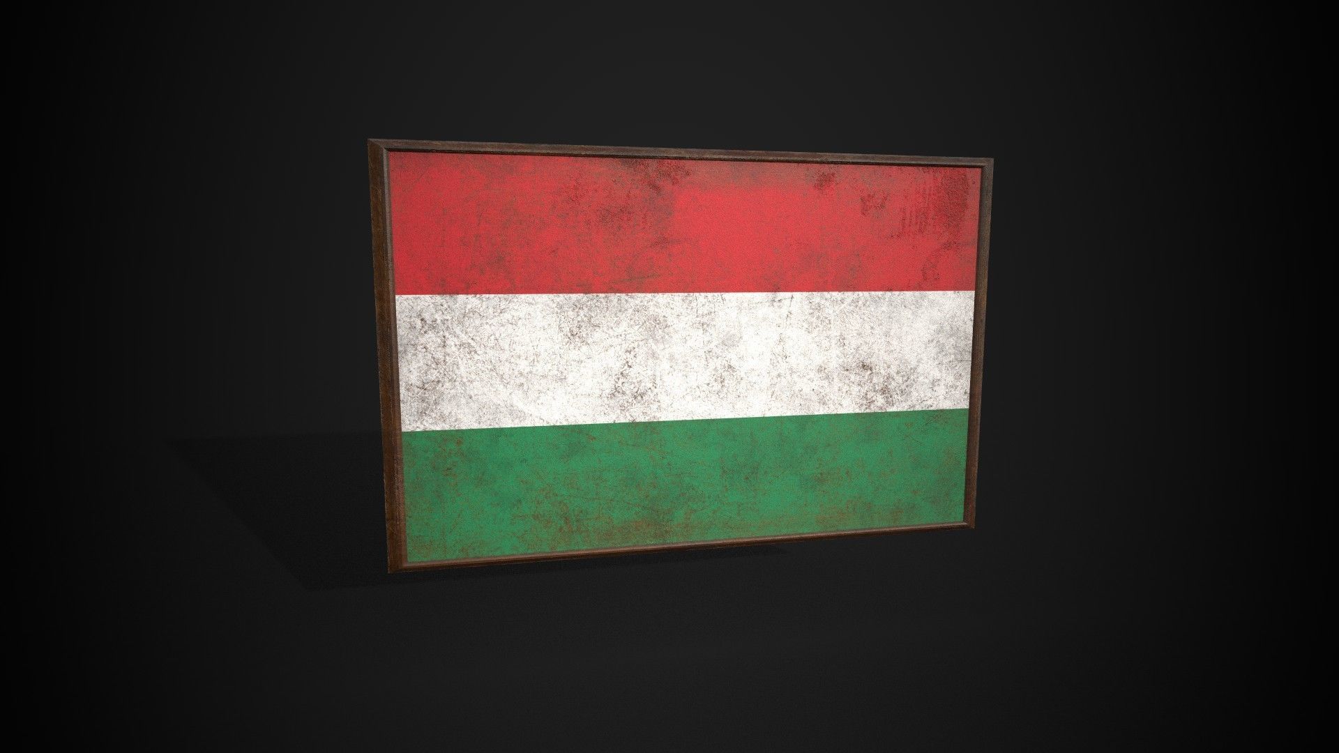 Old Picture Frame With Hungary Flag - Game Ready PBR  Low-poly 3D model_4
