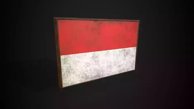 Old Picture Frame With Hesse Flag - Game Ready PBR 