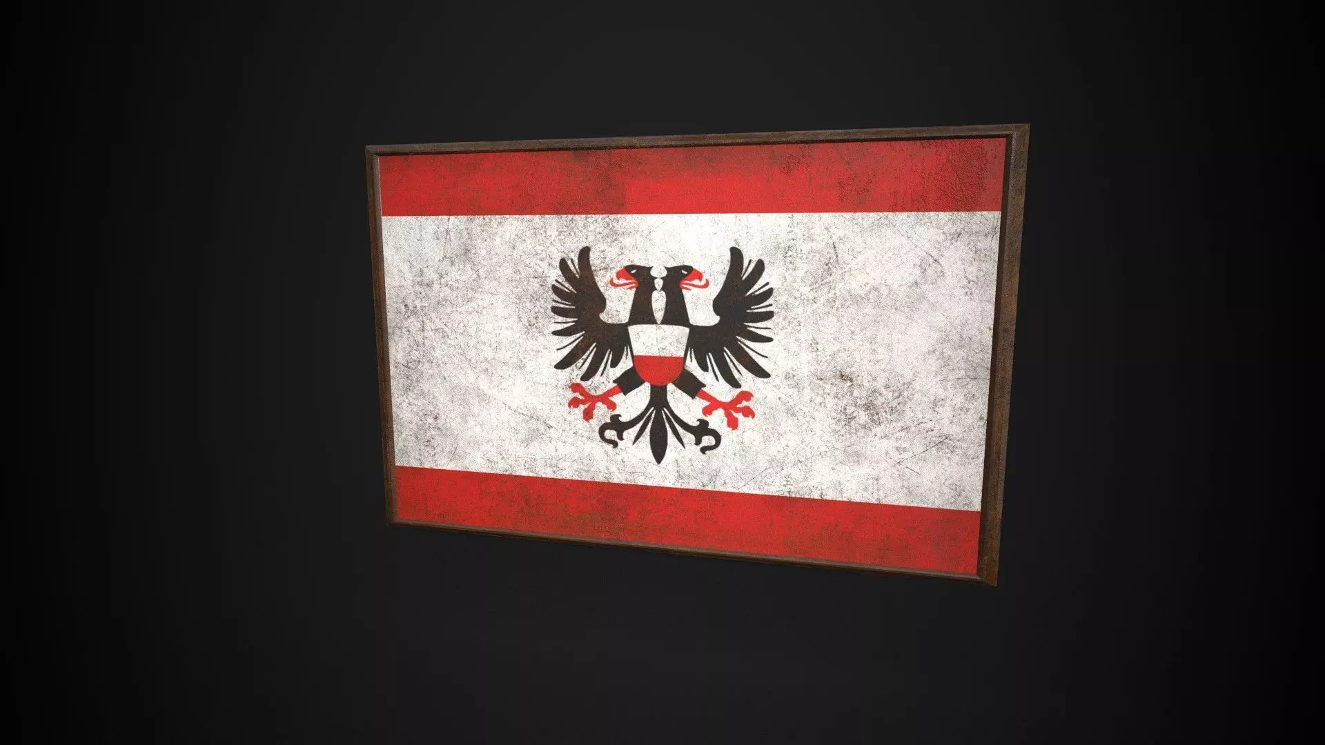 Old Picture Frame With Hanseatic Republics Flag - Game Ready Low-poly 3D model_0