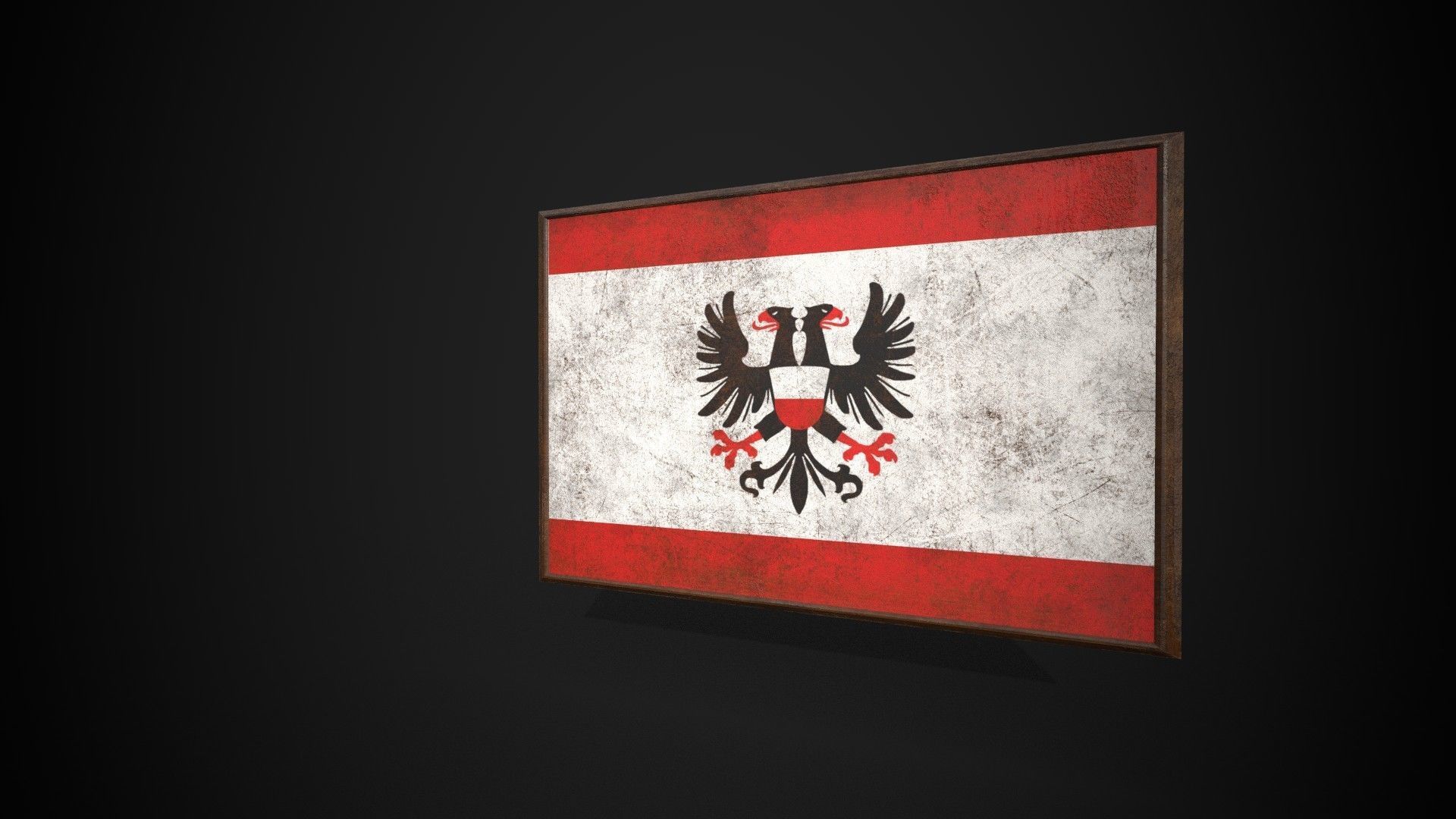 Old Picture Frame With Hanseatic Republics Flag - Game Ready Low-poly 3D model_2