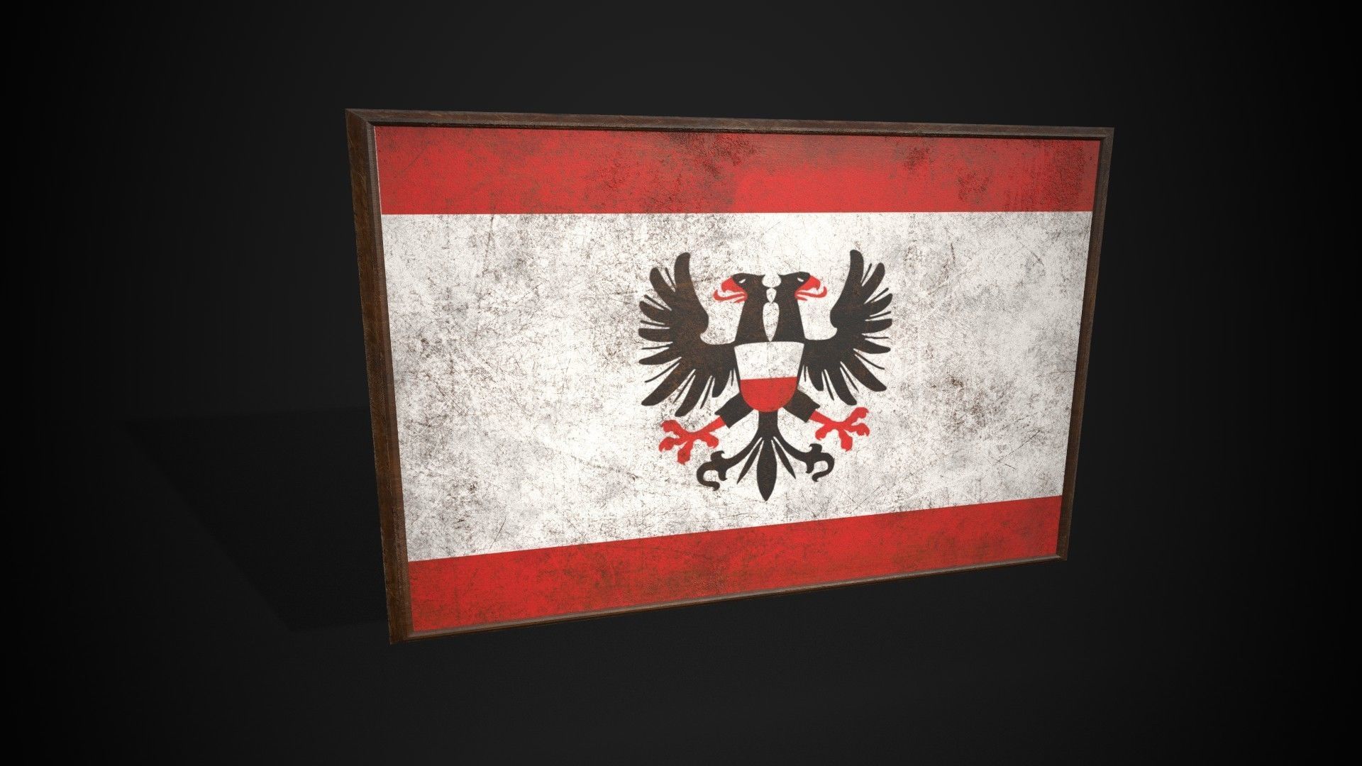 Old Picture Frame With Hanseatic Republics Flag - Game Ready Low-poly 3D model_1