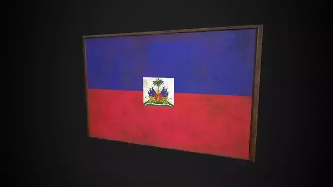 Old Picture Frame With Haiti Flag - Game Ready PBR 