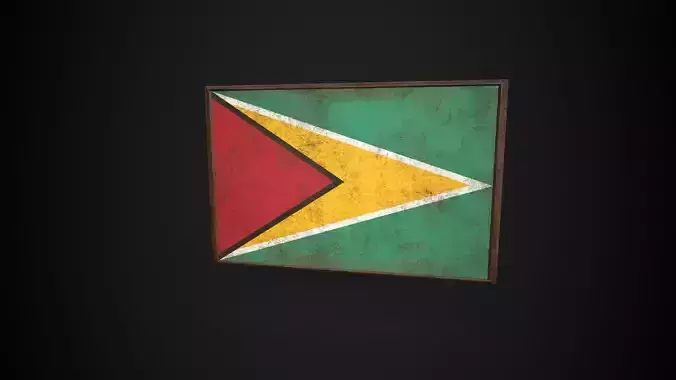 Old Picture Frame With Guyana Flag - Game Ready PBR 