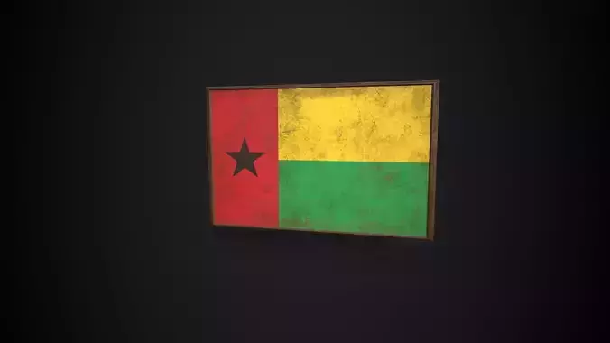 Old Picture Frame With Guinea-Bissau Flag - Game Ready PBR  Low-poly 3D model