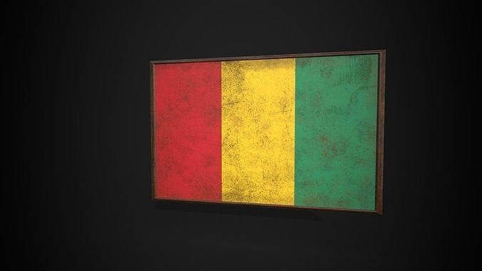 Old Picture Frame With Guinea Flag - Game Ready PBR  Low-poly 3D model
