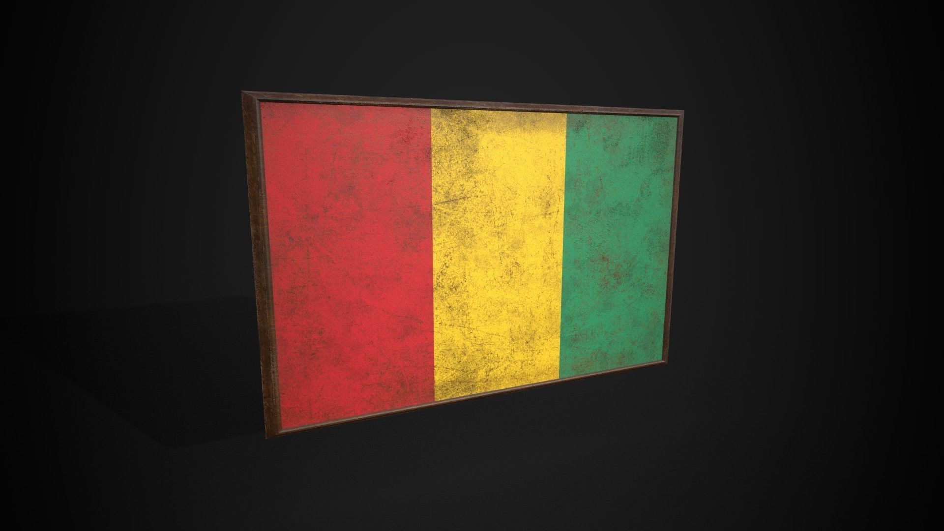 Old Picture Frame With Guinea Flag - Game Ready PBR  Low-poly 3D model_2