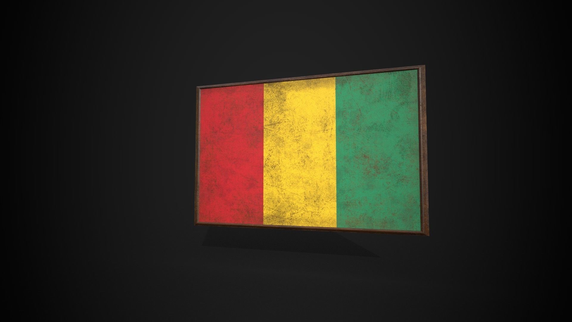 Old Picture Frame With Guinea Flag - Game Ready PBR  Low-poly 3D model_3