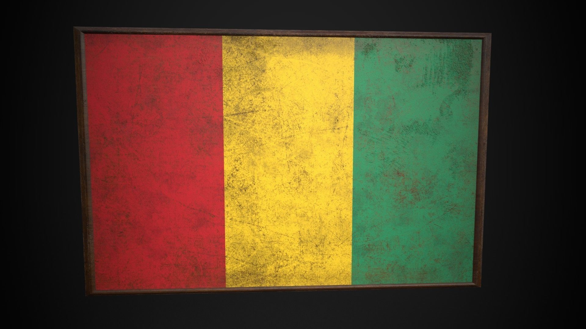 Old Picture Frame With Guinea Flag - Game Ready PBR  Low-poly 3D model_1