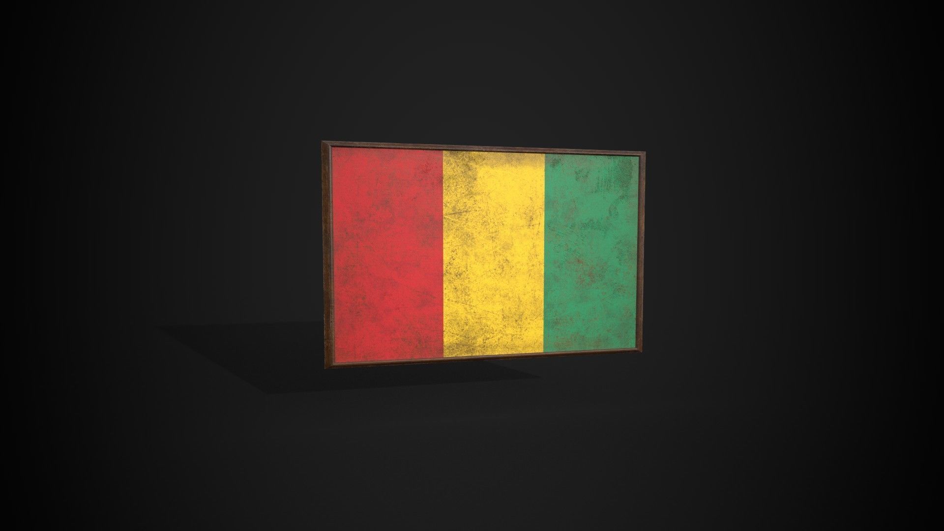 Old Picture Frame With Guinea Flag - Game Ready PBR  Low-poly 3D model_4