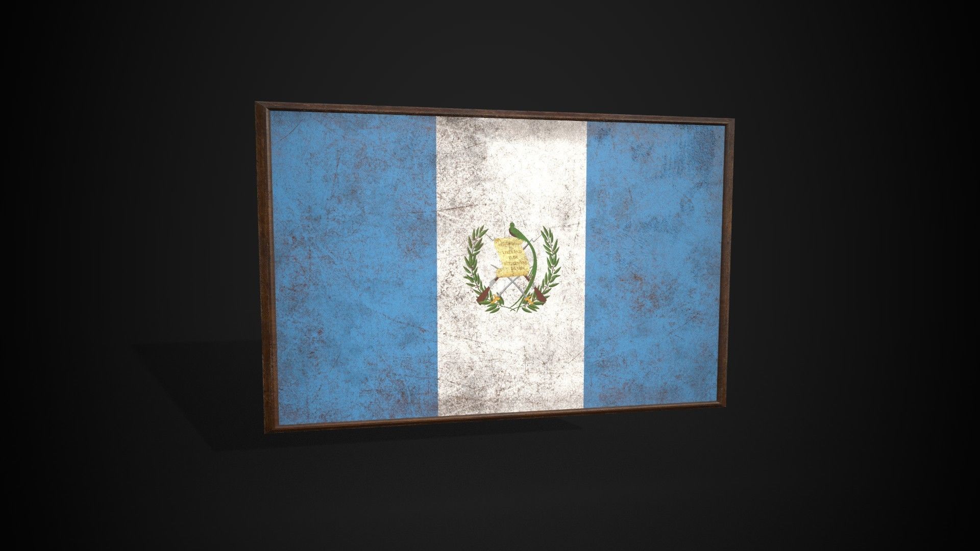 Old Picture Frame With Guatemala Flag - Game Ready PBR  Low-poly 3D model_4