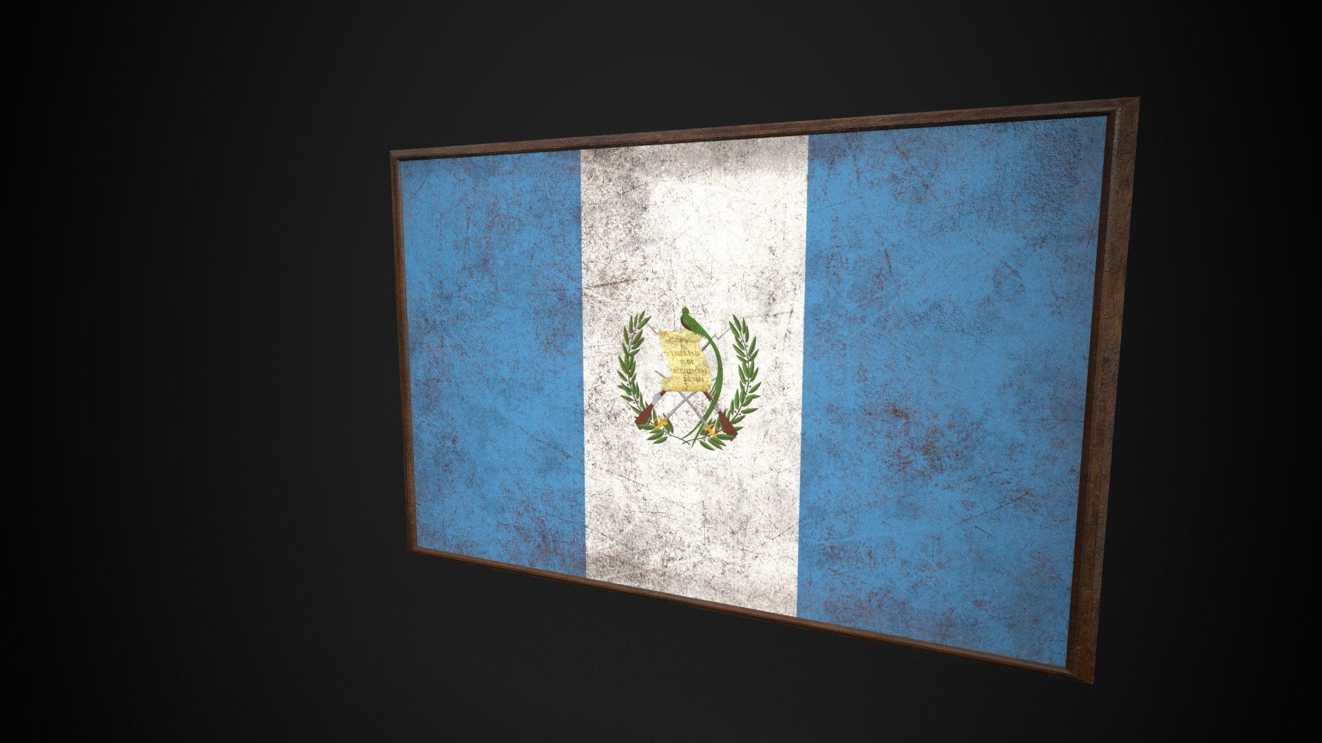 Old Picture Frame With Guatemala Flag - Game Ready PBR  Low-poly 3D model_3