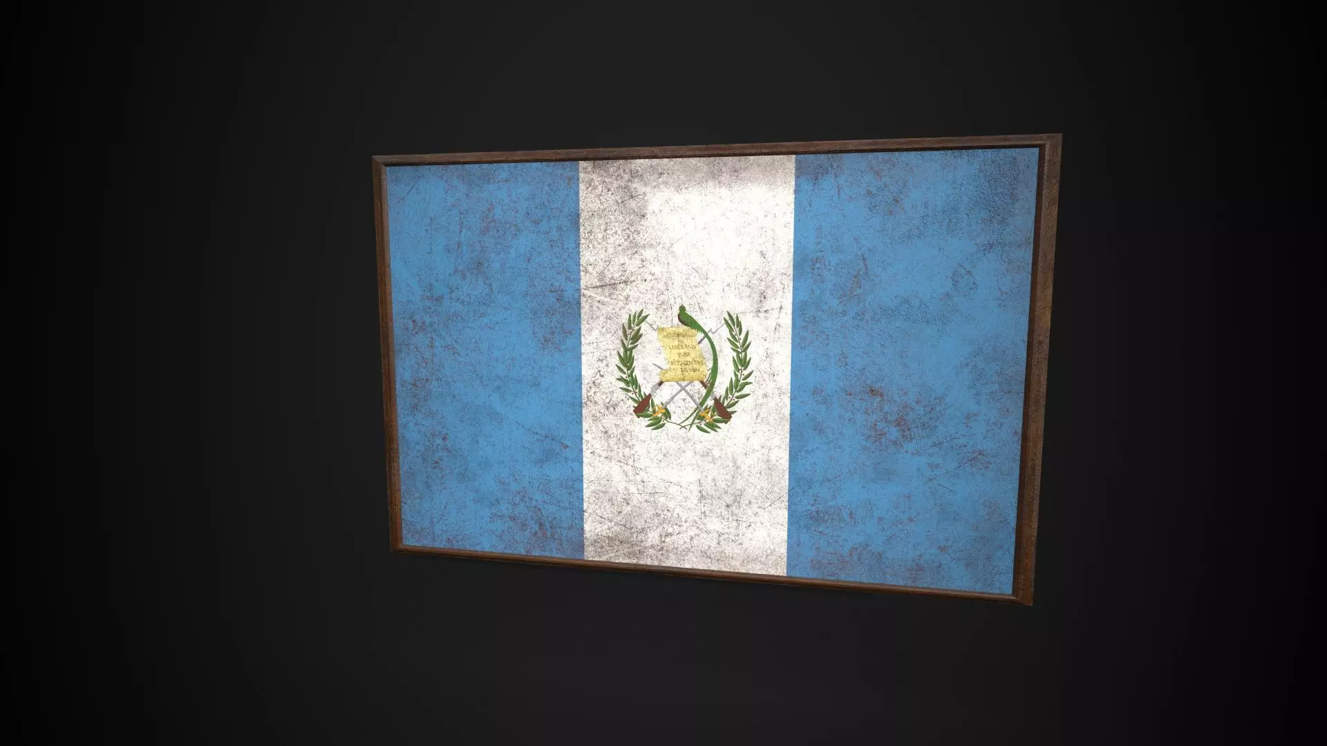 Old Picture Frame With Guatemala Flag - Game Ready PBR  Low-poly 3D model_0
